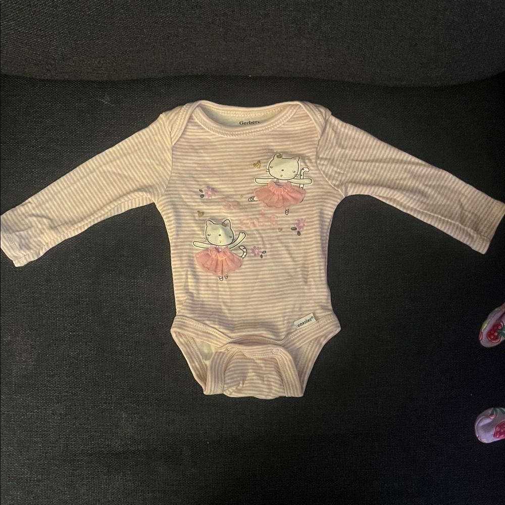 Gerber Pink Striped Cat Bodysuit
